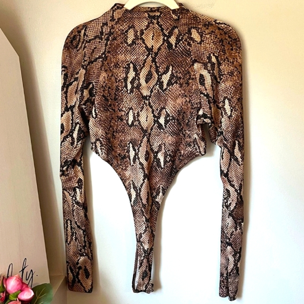 Snakeskin Print High Thong Bodysuit (EUC)